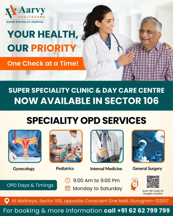 Aarvy Healthcare Super Speciality Clinic & Day Care Centre is now in Sector 106, Gurugram!Offer